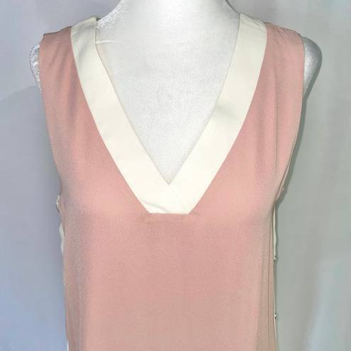 Doe & Rae New  Color Block Side Snap Dress Sleeveless V-Neck Shift Pink Black