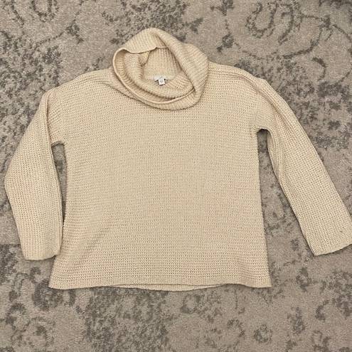 J.Jill  Cream Cowl Neck Knit Sweater Size Small Cotton Blend