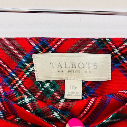 Talbots  Red Tartan Plaid Rayon Skirt Classic Career Lined Holiday sz 10 P