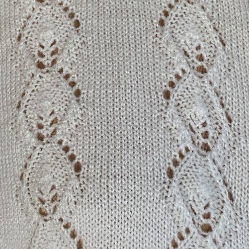 Only Vintage  Necessities Cardigan Sweater Off White Round Neck Crocheted Knit