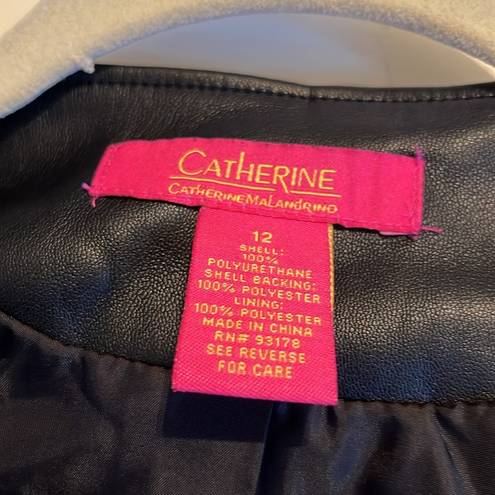 Catherine Malandrino  | Black Pleather Ruffled Leather Jacket Size 12