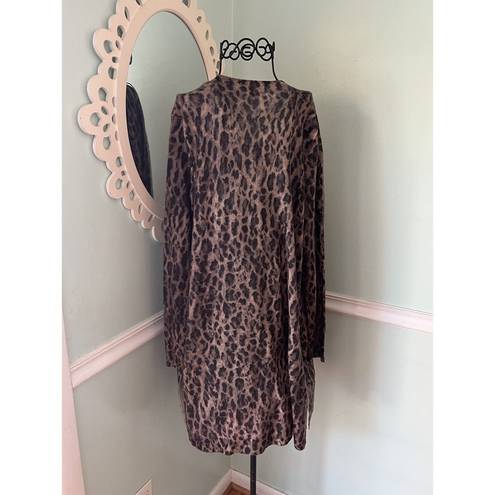 Saks 5th Avenue Saks Fifth Avenue Cashmere Long Size Medium Animal Print Open Front Cardigan