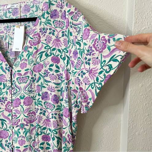 Mango  Flowy Floral Short Sleeve Blouse NEW Size 18