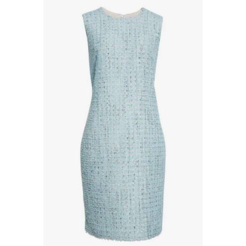 St. John 💕💕 Sequin Tweed Knit Sheath Dress ~ Aqua 14 NWOT