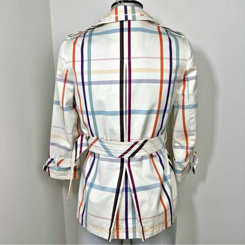 Coach  Tattersall Short Trench Coat Multicolor Size 2 (Small) Mid Length Jacket