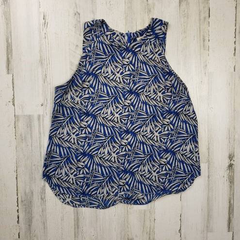 Saint Tropez West  Palm Blue White Print Sleeveless Tank Top Women's Size XL