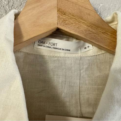 Oak + Fort  NWT 100% Linen Cream Button Up Shirt Collar Womens size XS