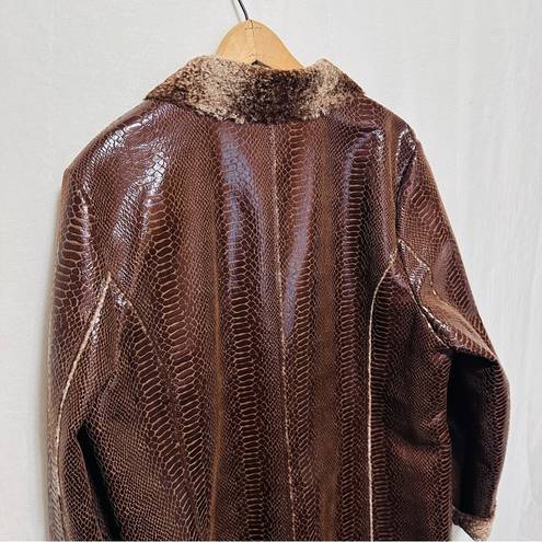 Dennis Basso DENNIS BY  CHOCOLATE BROWN FAUX SHEARLING COAT JACKET SIZE XL - NWOT