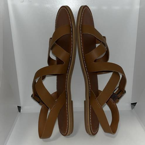 Toms  Sicily Strappy Leather Sandals Chestnut Brown Women’s 9.5 Summer