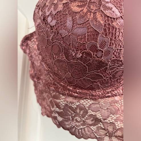 Marilyn Monroe  Collection Bra Size 36B Mauve Pink Nylon Spandex Lace Underwire