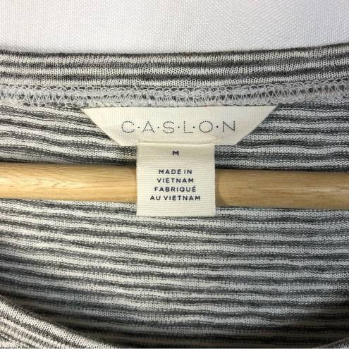 Caslon  Light Gray Flora Stripe Pocket Bust Short Sleeve T-Shirt M