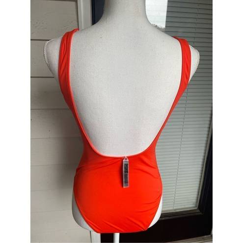 PINK - Victoria's Secret Victoria Secret Pink Scoop One Piece Swimsuit Medium Orange Solid