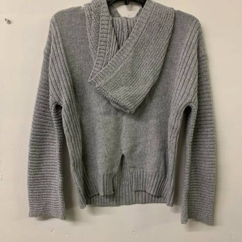 Abound  Womens Gray Hooded Back Slit Cozy Rib Knit Pullover Sweater