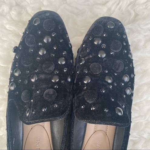 Donald Pliner  Lyle Embellished Black Slip On Flat Loafers