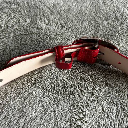 Coldwater Creek  Red Silver Leather Statement Belt Size XL