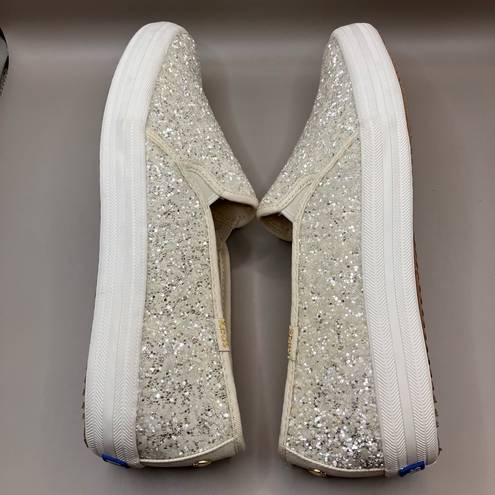 Keds Kate Spade Champion Glitter Shoes Slip On Cream Wedding Bride Glam Size 7.5
