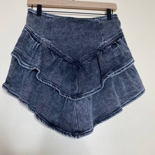 MOTHER Denim NWOT MOTHER Ruffled Denim Mini Skirt