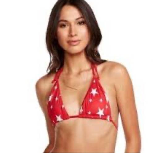 Chaser NWT  Red And White Star Print Bikini Top