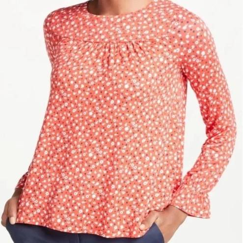 Daisy BODEN Flare Cuff Red & White Rosehip Aditya  Long Sleeve Smocked Blouse Top