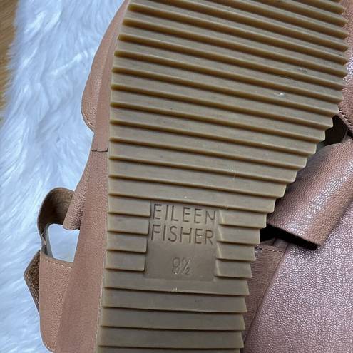 Eileen Fisher  Whimsy Wedge Sandals Womens 9.5 Tan Leather Strappy Platform