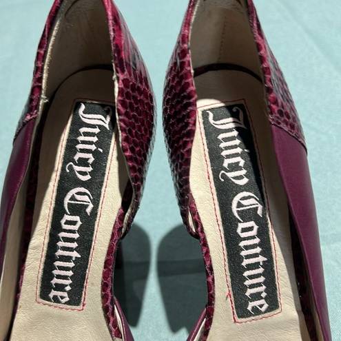 Juicy Couture  Leather Plum & Python Heels Size 7.5.  B56