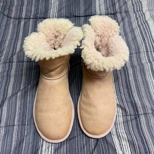 UGG  Pink Suede Booties With lace in the back