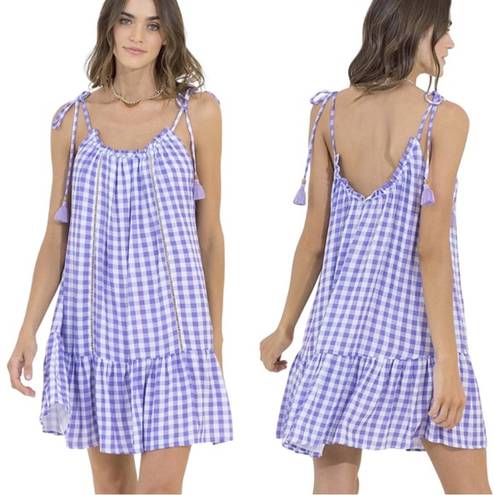 Maaji  Magnolia Gingham Swim Cover Up Dress with Tassel Ties Size L NWT