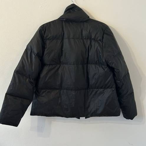 Garnet Hill  Black Cropped Packable Down Jacket Puffer Size Small