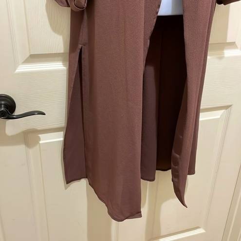 Haute Monde  Long Brown Mid Sleeve Duster