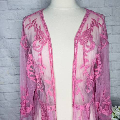 LC Lauren Conrad Lauren Conrad Pink Lace Kimono