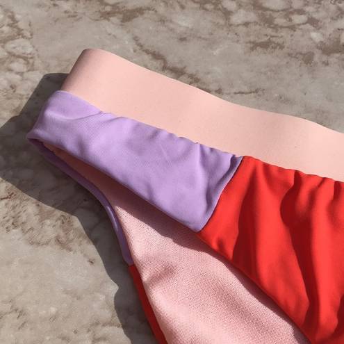 The Bikini Lab Pink and Orange Colorblock  Swim Bottoms