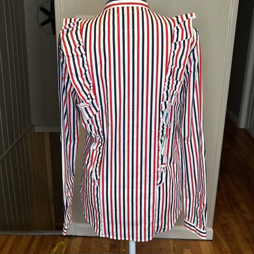 Tuckernuck  The Shirt by Rochelle Behrens The Ruffle Shirt Stripe NWT Size XS