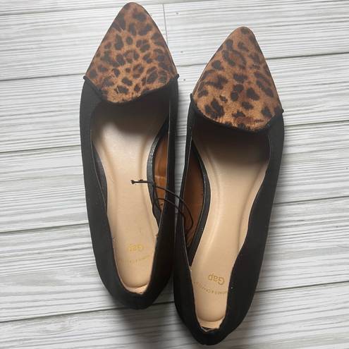 Gap  Women’s  Black and Animal Print Pointed Toe D’Orsay Ballet Flats Sz 7