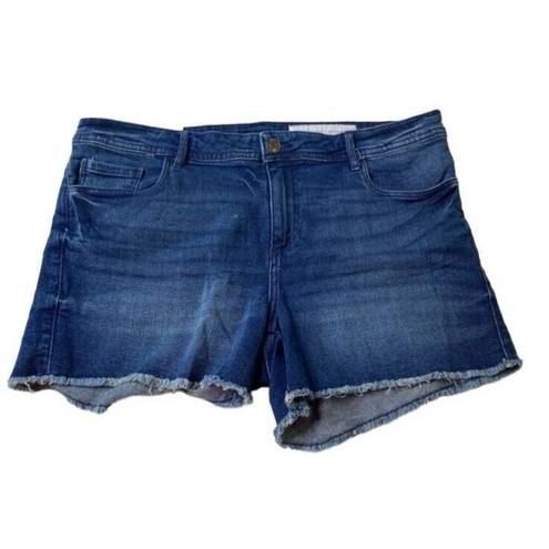 New York Laundry  Womens Juniors Blue Denim Jean Shorts Fringe Hem Size 13