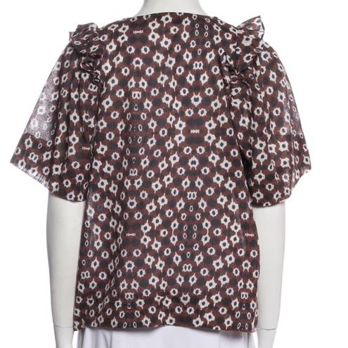 Poof SEA New York Geometric Print  Sleeve V-neck Blouse