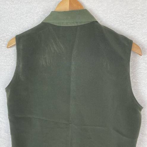 Kathie Lee Collection Vintage  Womens Button Blouse Olive Collared Vest Size M