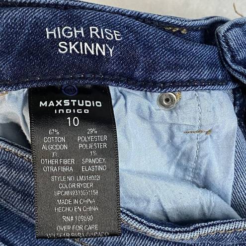 Max Studio  Womens Jeans Sz 10 Blue Indigo Dark Wash High Rise Skinny