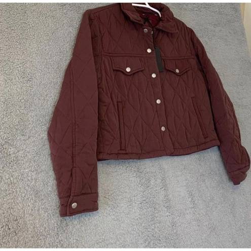 BLANK NYC  37DJ5993 Women’s Burgundy Long Sleeve Quilted Bomber Jacket Size Medium