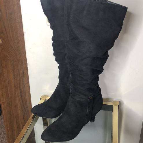 Comfortview black heeled knee high slouchy boots size 8