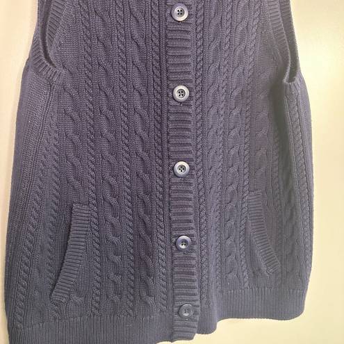 Talbots  100% Cotton Navy Blue Sleeveless Sweater Vest Size XL New with tags