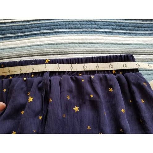 The Row  A Women Navy Blue Mini Skater Skirt w/ Gold Stars Size M