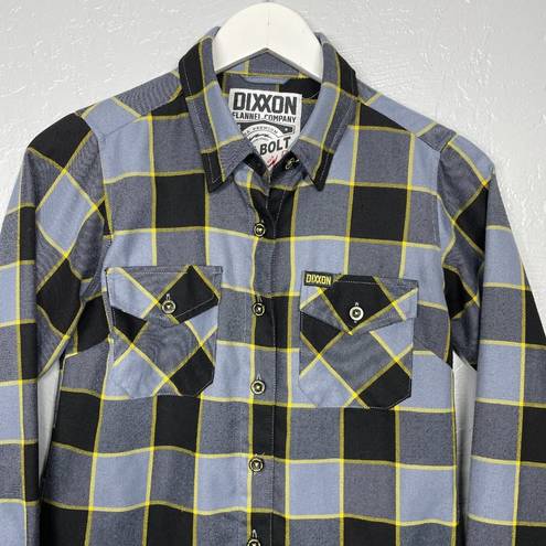 Krass&co Dixxon Flannel  Women S The Bolt Gray Black Yellow Plaid Button Up Shirt