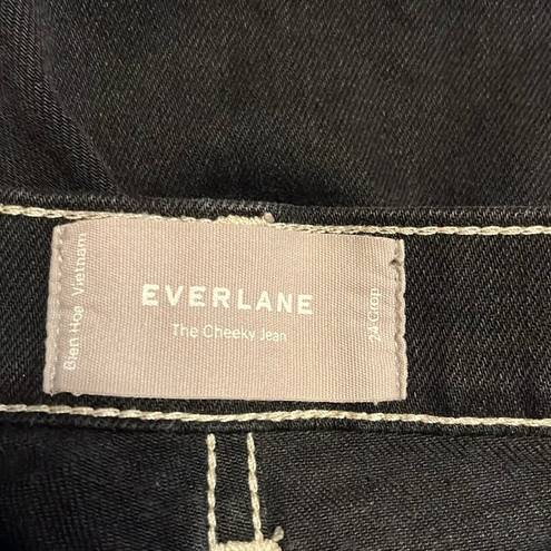 Everlane  Women’s The Cheeky Jean Black with Bone Stitch Size 24 Crop