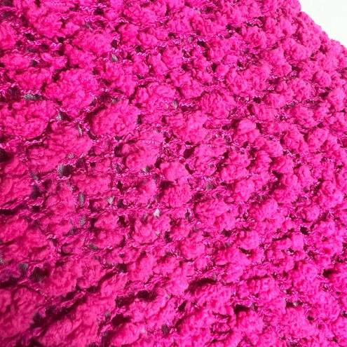 Zenana Outfitters Cardigan LARGE Pink Popcorn Knit Open Front Barbiecore Winter Minimalist