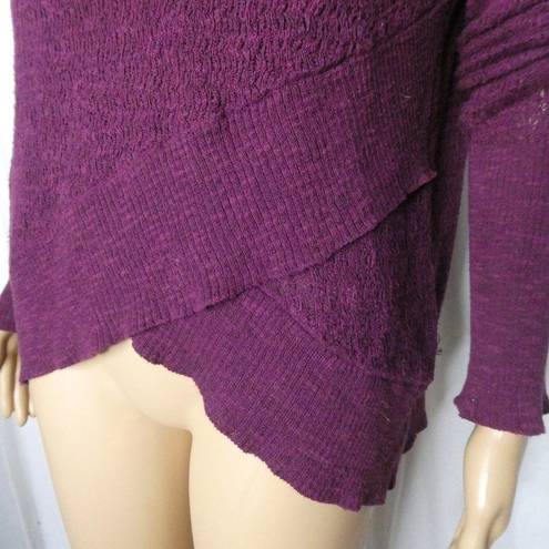 Free People  Mock Neck Wrap Boho Sweater Plum Small