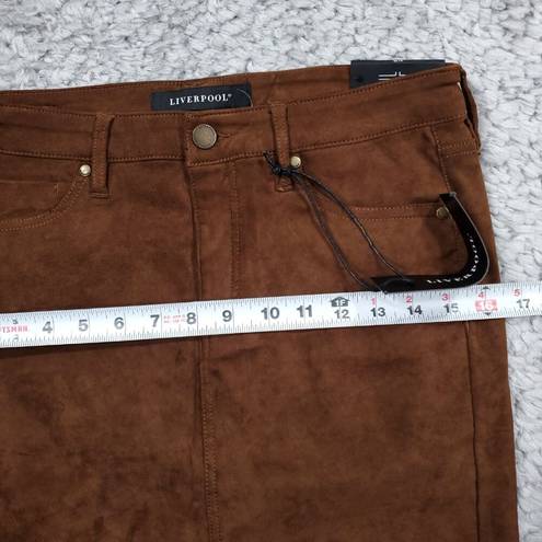 Liverpool  Camille Chocolate Brown Stretch Faux Suede Pencil Skirt Size 6 28