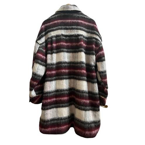 We The Free Free People  Vienna Fuzzy Wool Blend Plaid Shirt Jacket Size Medium