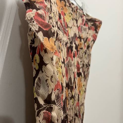 Polo FLAWED  Ralph Lauren Brown Floral Midi Skirt Size 6 US $298