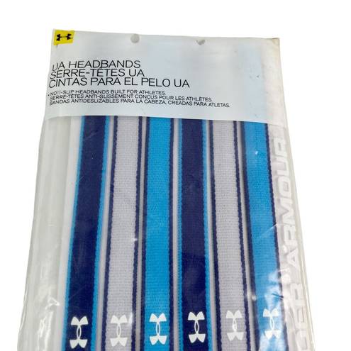 Under Armour  UA Non Slip Headbands 6 Pack Blue White New