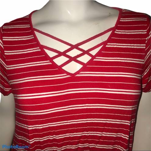 Westport  lace up collar striped tee